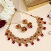 Maroon Color Matte Gold Rajwadi Temple Necklace Set (TPLN655MRN)