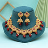 Maroon Color Matte Gold Rajwadi Temple Necklace Set (TPLN655MRN)