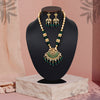 Green Color Matte Gold Rajwadi Temple Necklace Set (TPLN656GRN)