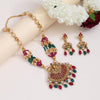 Rani & Green Color Matte Gold Rajwadi Temple Necklace Set (TPLN656RNIGRN)