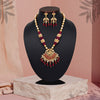 Rani Color Matte Gold Rajwadi Temple Necklace Set (TPLN656RNI)