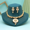 Gold Color Meena Work Matte Gold Rajwadi Temple Necklace Set (TPLN657GLD)