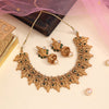 Green Color Matte Gold Rajwadi Temple Necklace Set (TPLN659GRN)