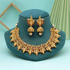 Rani Color Matte Gold Rajwadi Temple Necklace Set (TPLN659RNI)