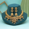 Gold Color Matte Gold Rajwadi Temple Necklace Set (TPLN660GLD)