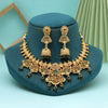 Green Color Matte Gold Rajwadi Temple Necklace Set (TPLN660GRN)