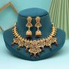 Rani & Green Color Matte Gold Rajwadi Temple Necklace Set (TPLN660RNIGRN)