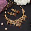 Rani Color Matte Gold Rajwadi Temple Necklace Set (TPLN660RNI)