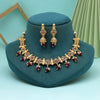 Maroon Color Matte Gold Rajwadi Temple Necklace Set (TPLN661MRN)