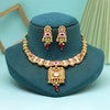 Rani Color Meena Work Matte Gold Rajwadi Temple Necklace Set (TPLN663RNI)