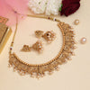 Gold Color Matte Gold Rajwadi Temple Necklace Set (TPLN665GLD)