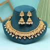 Gold Color Matte Gold Rajwadi Temple Necklace Set (TPLN665GLD)