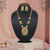 Green Color Matte Gold Rajwadi Temple Necklace Set (TPLN666GRN)