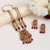 Maroon Color Matte Gold Rajwadi Temple Necklace Set (TPLN666MRN)