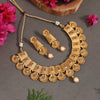 Gold Color Matte Gold Rajwadi Temple Necklace Set (TPLN667GLD)