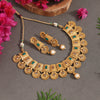 Green Color Matte Gold Rajwadi Temple Necklace Set (TPLN667GRN)