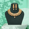 Rani & Green Color Matte Gold Rajwadi Temple Necklace Set (TPLN667RNIGRN)