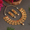 Rani Color Matte Gold Rajwadi Temple Necklace Set (TPLN667RNI)