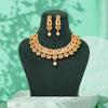 Rani Color Matte Gold Rajwadi Temple Necklace Set (TPLN667RNI)