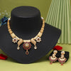 Rani Color Matte Gold Rajwadi Temple Necklace Set (TPLN669RNI)