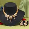 White Color Matte Gold Rajwadi Temple Necklace Set (TPLN669WHT)