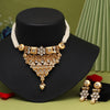 Gold Color Meena Work Choker Matte Gold Rajwadi Temple Necklace Set (TPLN670GLD)