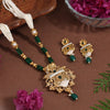 Green Color Meena Work Matte Gold Rajwadi Temple Necklace Set (TPLN674GRN)