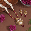 Rani Color Meena Work Matte Gold Rajwadi Temple Necklace Set (TPLN674RNI)