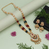 Maroon & Green Color Meena Work Matte Gold Rajwadi Temple Necklace Set (TPLN675MG)