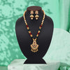 Maroon & Green Color Meena Work Matte Gold Rajwadi Temple Necklace Set (TPLN675MG)