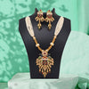 Multi Color Matte Gold Rajwadi Temple Necklace Set (TPLN677MLT)