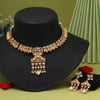 White Color Matte Gold Rajwadi Temple Necklace Set (TPLN681WHT)