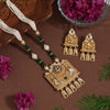 Green Color Matte Gold Rajwadi Temple Necklace Set (TPLN683GRN)