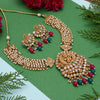 Rani & Green Color Matte Gold Rajwadi Temple Necklace Set (TPLN686RNIGRN)