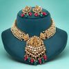 Rani & Green Color Matte Gold Rajwadi Temple Necklace Set (TPLN686RNIGRN)