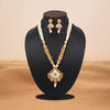 Gold Color Meena Work Matte Gold Rajwadi Temple Necklace Set (TPLN688GLD)