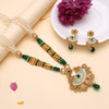 Green Color Meena Work Matte Gold Rajwadi Temple Necklace Set (TPLN688GRN)