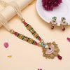 Rani & Green Color Meena Work Matte Gold Rajwadi Temple Necklace Set (TPLN688RNIGRN)