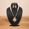 Rani Color Meena Work Matte Gold Rajwadi Temple Necklace Set (TPLN688RNI)