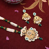 Green Color Meena Work Matte Gold Rajwadi Temple Necklace Set (TPLN689GRN)