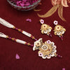 Rani Color Meena Work Matte Gold Rajwadi Temple Necklace Set (TPLN689RNI)