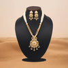 Gold Color Meena Work Matte Gold Rajwadi Temple Necklace Set (TPLN690GLD)