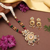 Rani & Green Color Meena Work Matte Gold Rajwadi Temple Necklace Set (TPLN690RNIGRN)