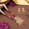 Rani Color Meena Work Matte Gold Rajwadi Temple Necklace Set (TPLN690RNI)