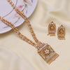 Gold Color Meena Work Matte Gold Rajwadi Temple Necklace Set (TPLN691GLD)