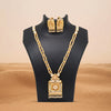 Gold Color Meena Work Matte Gold Rajwadi Temple Necklace Set (TPLN691GLD)