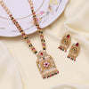 Multi Color Meena Work Matte Gold Rajwadi Temple Necklace Set (TPLN691MLT)