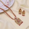 Rani Color Meena Work Matte Gold Rajwadi Temple Necklace Set (TPLN691RNI)