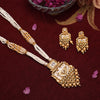 Gold Color Meena Work Matte Gold Rajwadi Temple Necklace Set (TPLN692GLD)