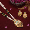 Green Color Meena Work Matte Gold Rajwadi Temple Necklace Set (TPLN692GRN)